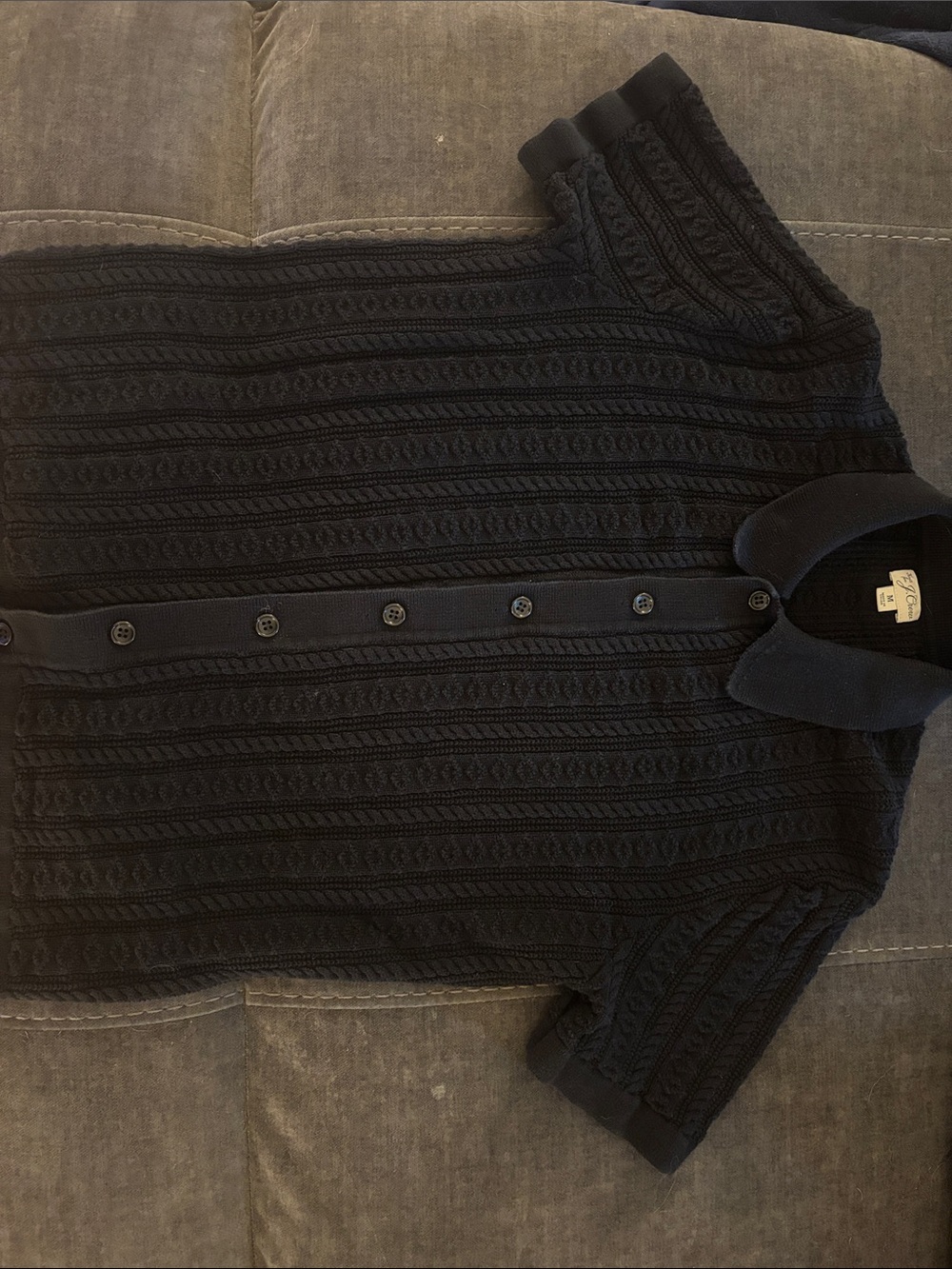 J. Crew Black Short-Sleeve Cable-Knit Cardigan